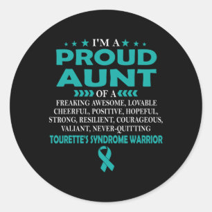 I'm Proud Aunt Of Tourette's Syndrome Warrior T Classic Round Sticker