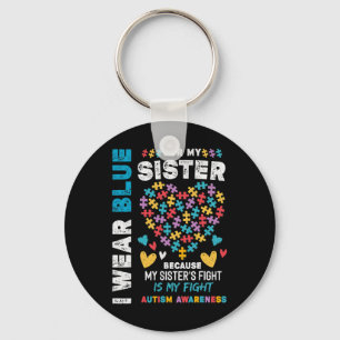 I'm Proud Brother I Wear Blue For My Sister Autism Keychain