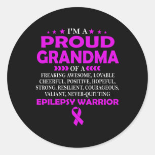 I'm Proud Grandma Of Epilepsy Warrior T  Classic Round Sticker