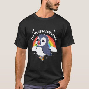 I'm Puffin Awesome  Cute Rainbow And Puffin Bird T-Shirt