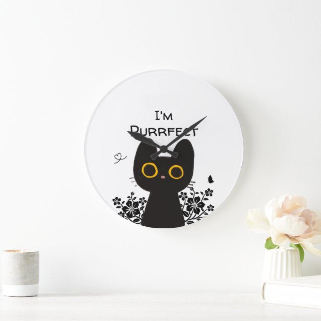 I'm Purrfect Cute Black Cat Wall Clock (Home)