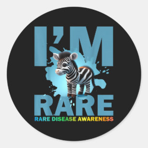 Im Rare, Cute Zebra For Rare Disease Awareness Classic Round Sticker