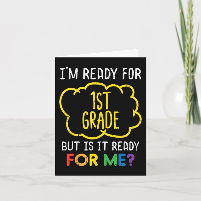 Im Ready For 1st Grade Fun First Day Of School Boy Card (Front)