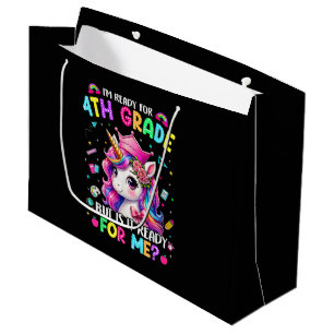 Im Ready for 4th Grade Unicorn First Day of School Large Gift Bag
