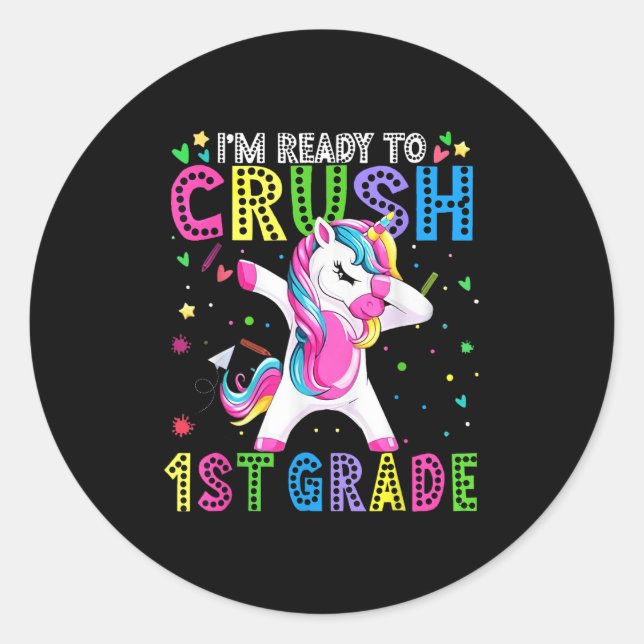 I'm Ready For First Grade Back To School 1st Grade Classic Round Sticker (Front)