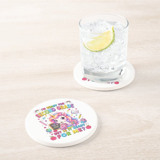 Im Ready for Second Grade Unicorn First Day Coaster (Side)