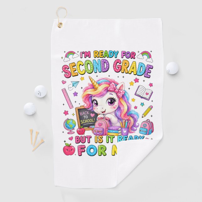 Im Ready for Second Grade Unicorn First Day Golf Towel (InSitu)