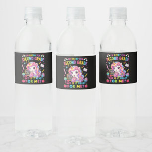 Im Ready for Second Grade Unicorn First Day Water Bottle Label