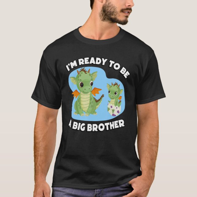 I'm Ready To Be A Big Brother Cute Dragon Siblings T-Shirt (Front)