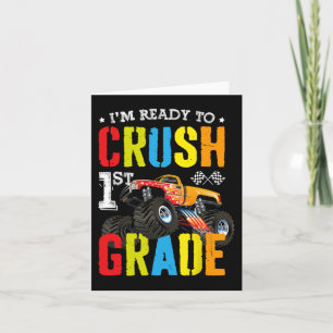 Im Ready To Crush 1st Grade Boy Monster Truck Back Card