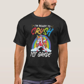 I'm Ready To Crush 1st Grade Dabbing Unicorn Back  T-Shirt