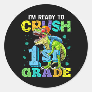 I'm Ready To Crush 1st Grade Dinosaur Ck To School Classic Round Sticker