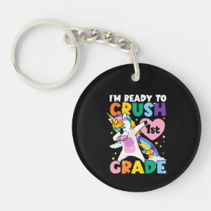 I'm Ready To Crush 1st Grade Unicorn Heart 1st Day Keychain