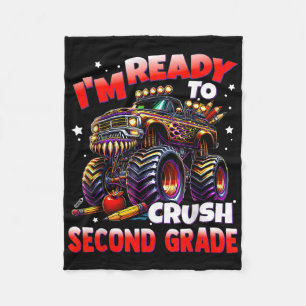 Im Ready To Crush 2nd Grade Monster Truck Boys Kid Fleece Blanket