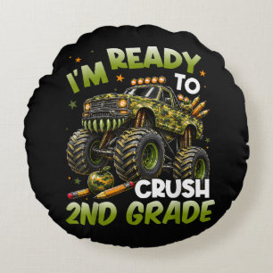I'm Ready to Crush 2nd Grade Monster Truck Round Pillow