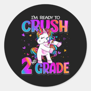 I'm Ready To Crush 2nd Grade Unicorn Ck To School Classic Round Sticker