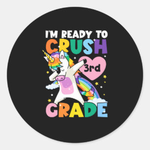 I'm Ready To Crush 3rd Grade Unicorn Heart 1st Day Classic Round Sticker