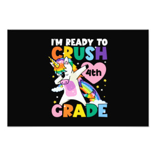 I'm Ready To Crush 4th Grade Unicorn Heart 1st Day Photo Print