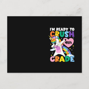 I'm Ready To Crush 4th Grade Unicorn Heart 1st Day Postcard