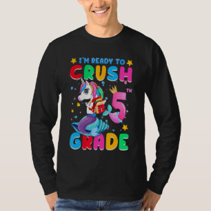 I'm Ready To Crush 5th Grade Unicorn Mermaid Back  T-Shirt