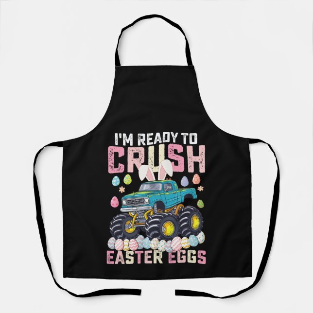 I'm Ready To Crush Easter Eggs Monster Truck Apron (Front)