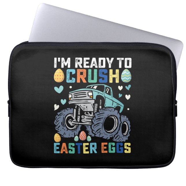 I'm Ready To Crush Easter Eggs Monster Truck Laptop Sleeve (Front)