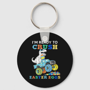 Im Ready To Crush Easter Eggs Monster Truck T Rex Keychain