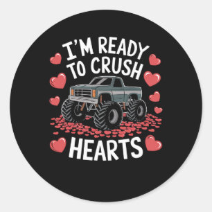 I'm Ready To Crush Hearts Monster Truck Valentine’ Classic Round Sticker