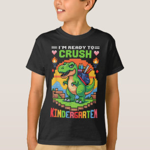 I'm Ready To Crush Kindergarten Dinosaur Gamer Boy T-Shirt