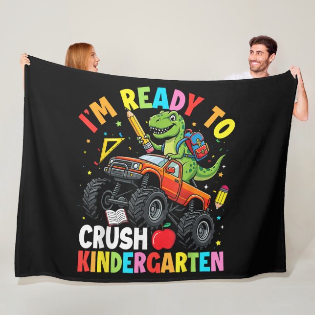 I'm Ready to Crush Kindergarten First Day Fleece Blanket (In Situ)