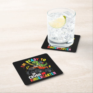 I'm Ready to Crush Kindergarten First Day Square Paper Coaster