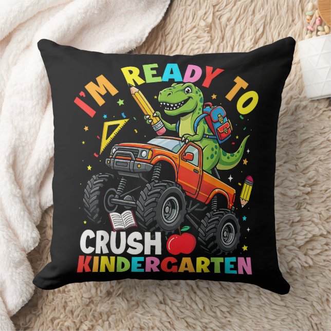 I'm Ready to Crush Kindergarten First Day Throw Pillow (Blanket)