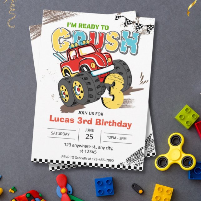 I'm Ready to Crush Monster Truck 3rd birthday Boy  Invitation (Creator Uploaded)