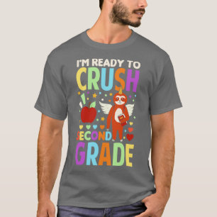 Im Ready To Crush Second Grade Sloth Unicorn Back T-Shirt