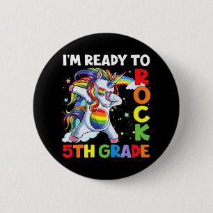 I'm Ready To Rock 5th Grade Back To School Unicorn 2 Inch Round Button