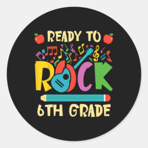 I'm Ready To Rock 6th Grade Guitar Back to School Classic Round Sticker