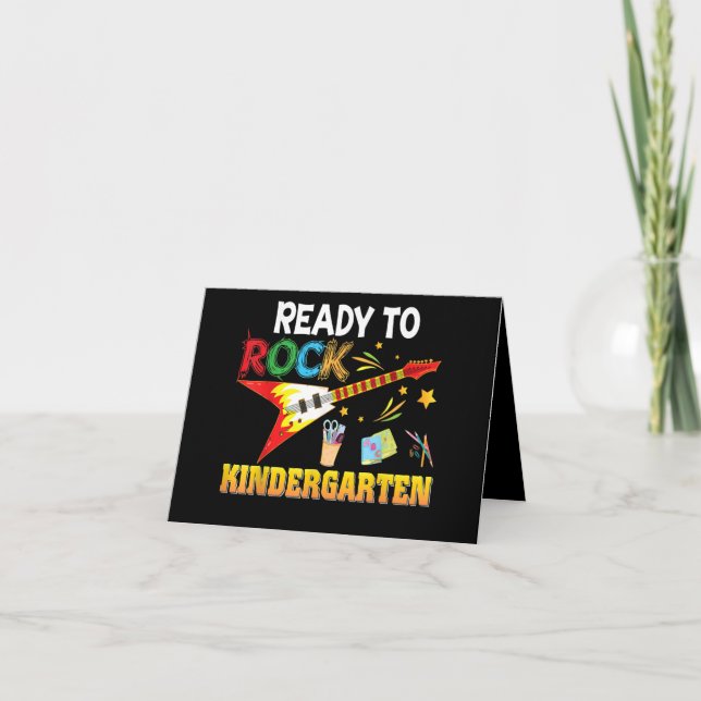 I'm Ready To Rock Kindergarten Back To School Thank You Card (Front)