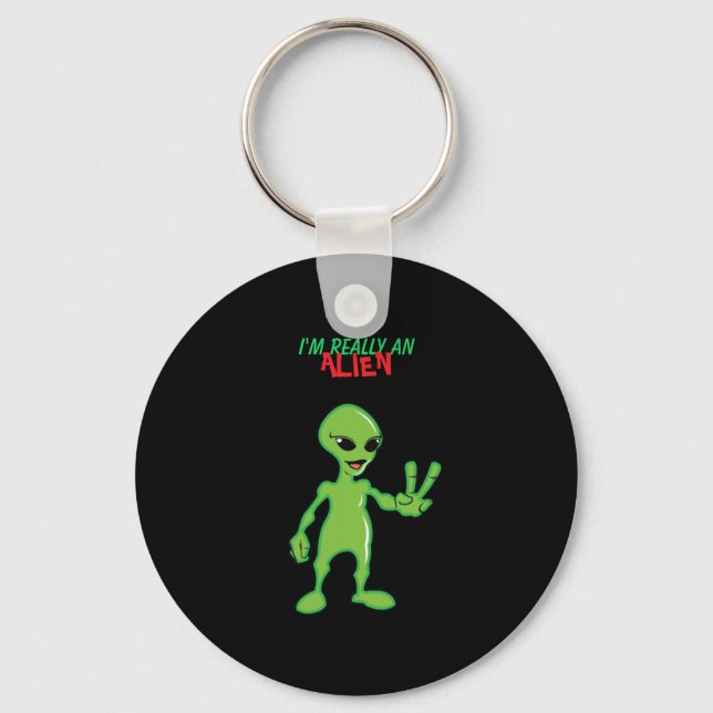 I'm really an Alien Keychain (Front)