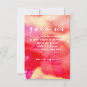 I'M RED WATERCOLOR Bat Mitzvah Reception Card