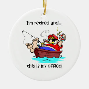 im retired fishing ceramic ornament