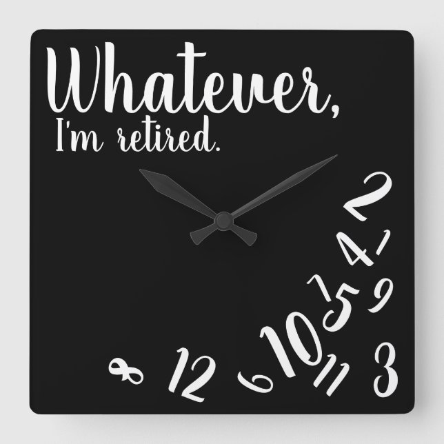 I'm Retired Funny Retirement Simple Black Large Cl Square Wall Clock (Front)