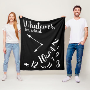 I'm Retired Funny Retirement Time Clock Black Fleece Blanket
