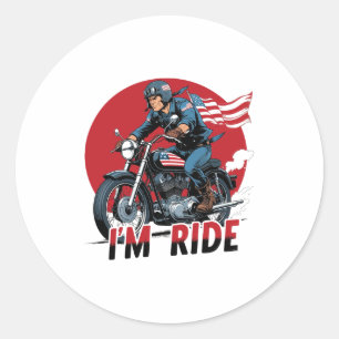 I'M RIDE � Motorcycle Classic Round Sticker