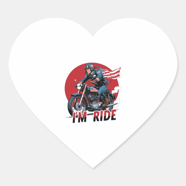 I'M RIDE � Motorcycle Heart Sticker (Front)