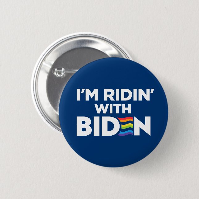 I'm Ridin With Biden 2024 LGBTQ 2 Inch Round Button (Front & Back)