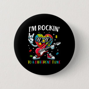 I'm Rockin' To A Different Tune Heart Autism Aware 2 Inch Round Button