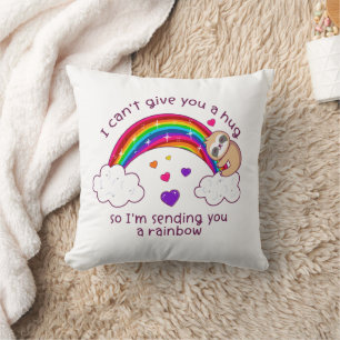 I'm Sending You A Sloth Hug Rainbow Throw Pillow
