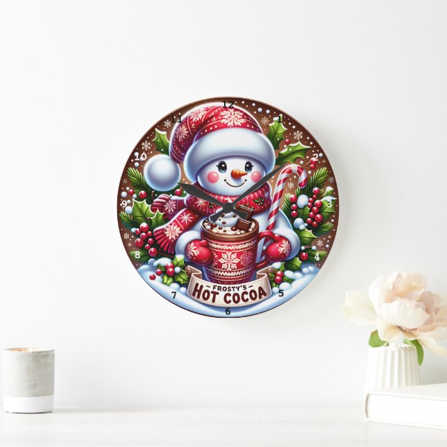 I'm Snow Cute" - Cheerful Snowman Christmas  Large Clock (Home)