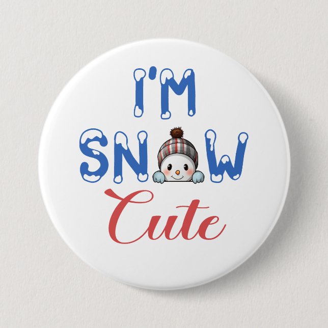 I'm Snow Cute Round Button, Large, 3 Inch Button (Front)