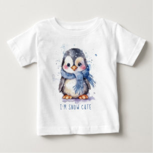 I'm Snow Cute Watercolor Winter Holiday Penguin Baby T-Shirt